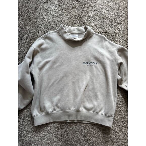 Essentials Fear Of God Men's Tan Fleece Pullover Cotton Blend Sweater Small - Picture 1 of 4